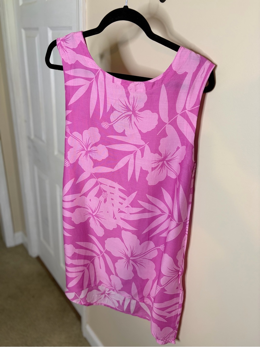 Pink Floral Sleeveless Swim Cover-Up Tunic #1354